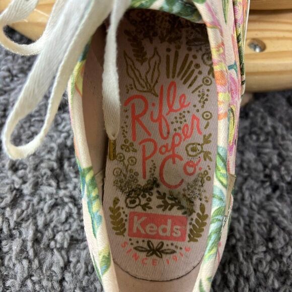 Keds Rifle Paper Co Sneakers Womens 6.5 Canvas Floral Lace Up Comfort Shoes - Picture 7 of 9
